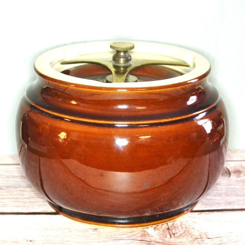 Vintage Comoy's Of London Ceramic Tobacco Storage Jar Locking Lid Storage Decor